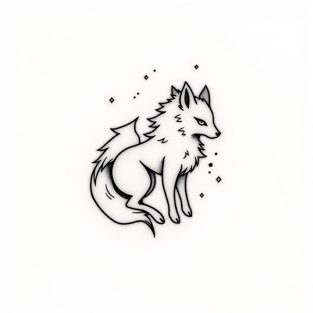 A tattoo design of vulpix snow in the style of minimalist. - pokemon animal tattoo design generated by AI tattoo generator
