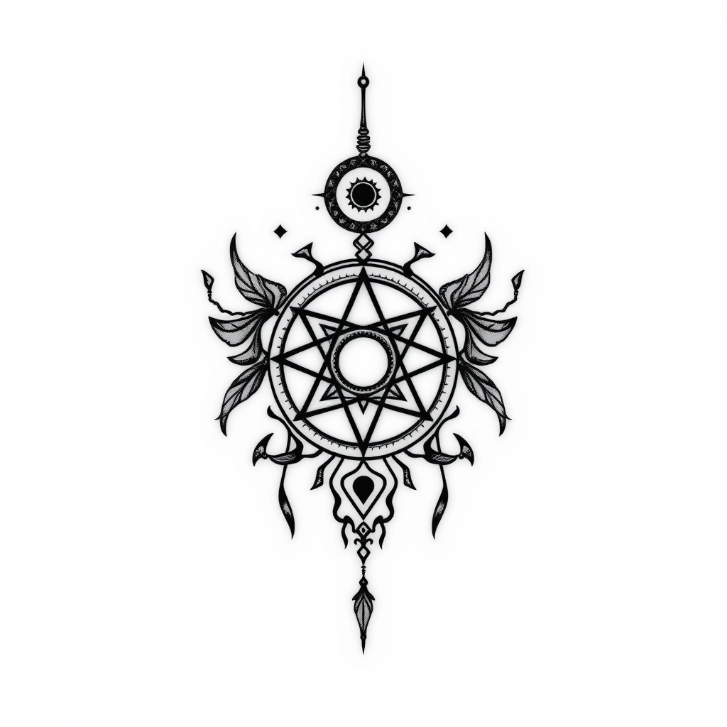 A tattoo design of Alchemy in the style of minimalist. - occult tattoo design generated by AI tattoo generator
