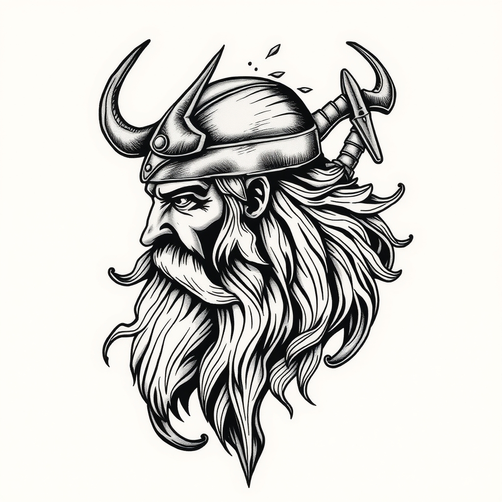 A tattoo design of Vikings in the style of realistic. - mythical creatures tattoo design generated by AI tattoo generator
