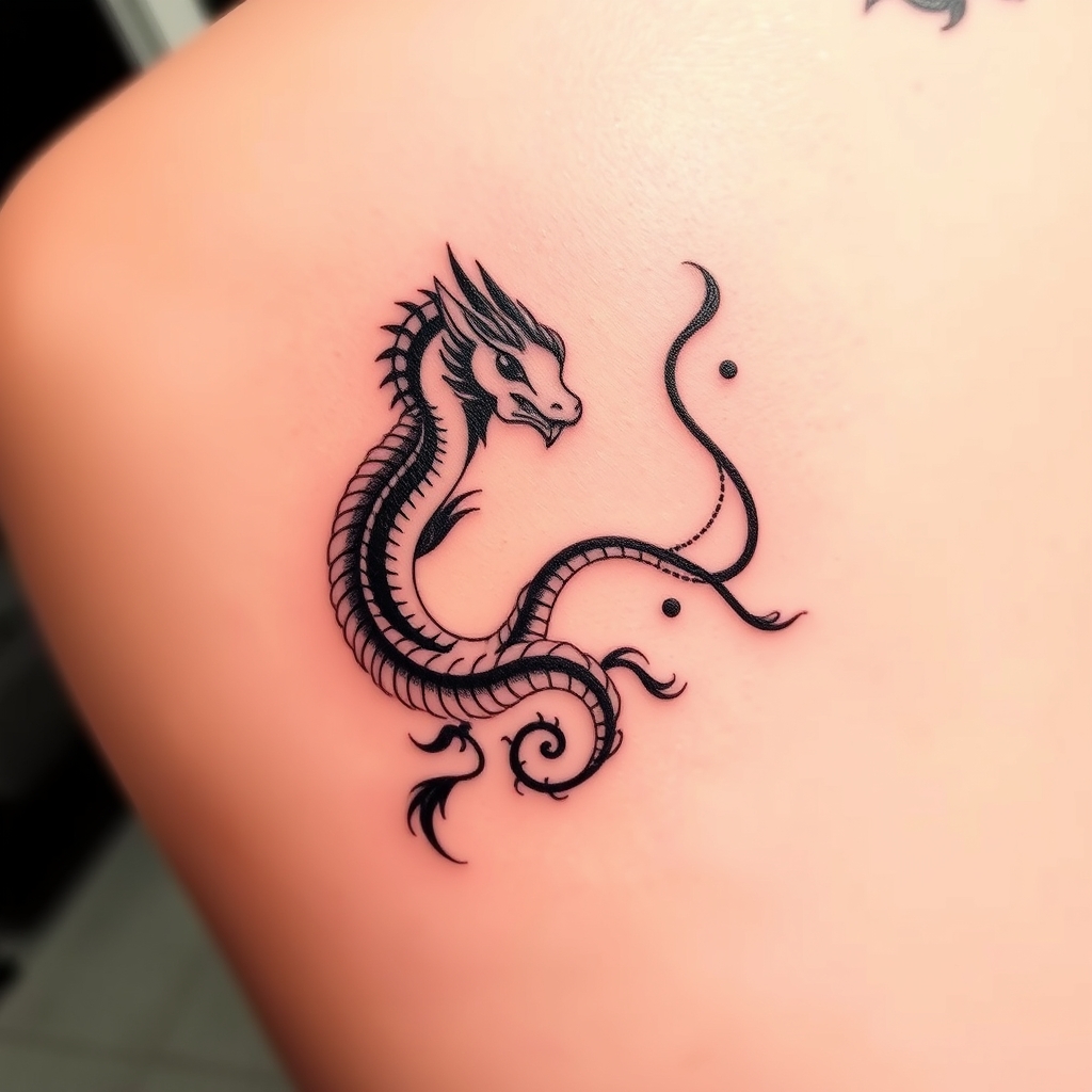 A tattoo design of Chinese art in the style of minimalist. - please go ahead and provide the tattoo description. tattoo design generated by AI tattoo generator