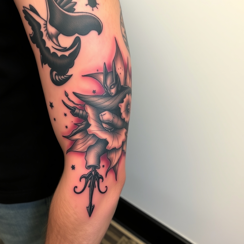 A tattoo design of all left arm tattooed in the style of realistic. - body modification tattoo design generated by AI tattoo generator