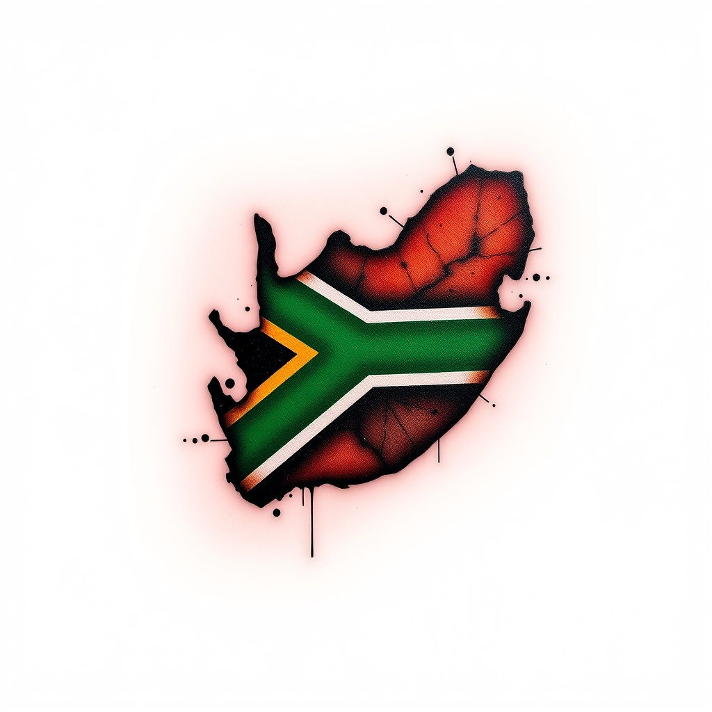 A tattoo design of south africa map no flag in the style of abstract. - world map tattoo design generated by AI tattoo generator