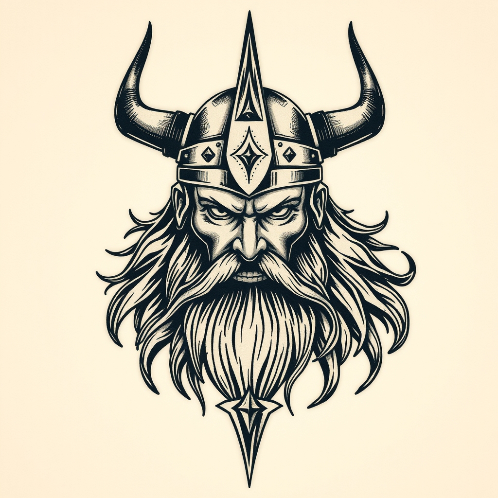 A tattoo design of Viking in the style of realistic. - mythology tattoo design generated by AI tattoo generator