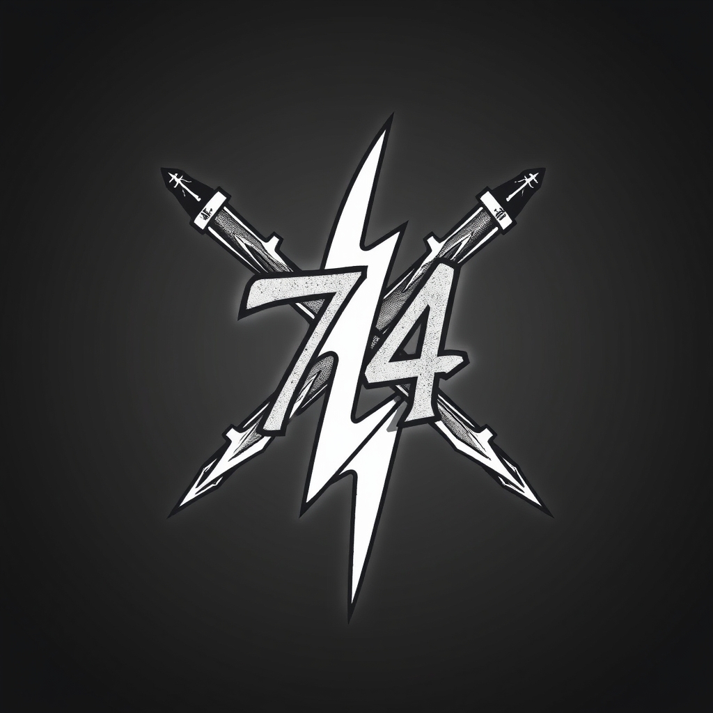 A tattoo design of AB with lighting bolt crossbars 74 in the style of realistic. - military insignia tattoo design generated by AI tattoo generator