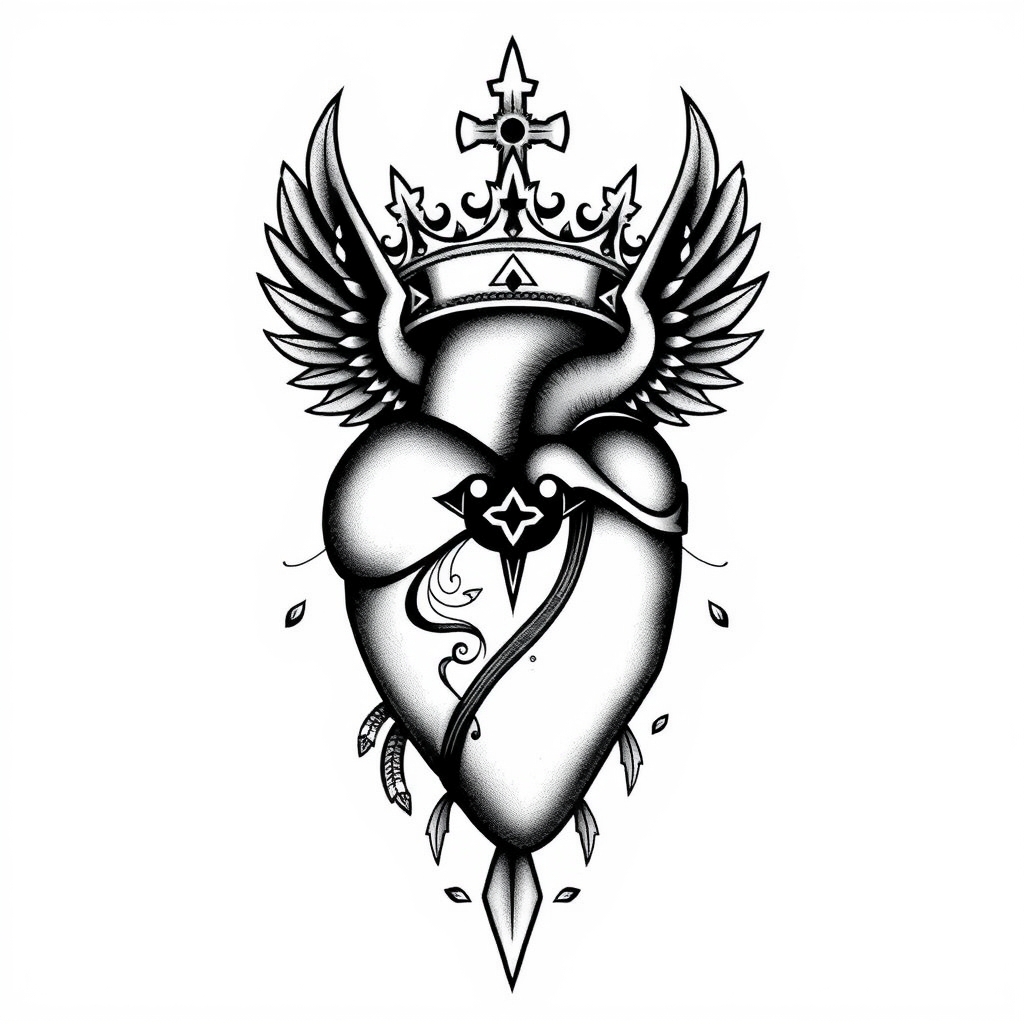 A tattoo design of Corona Nicola battito cardiaco in the style of traditional. - heart rate monitor tattoo design generated by AI tattoo generator