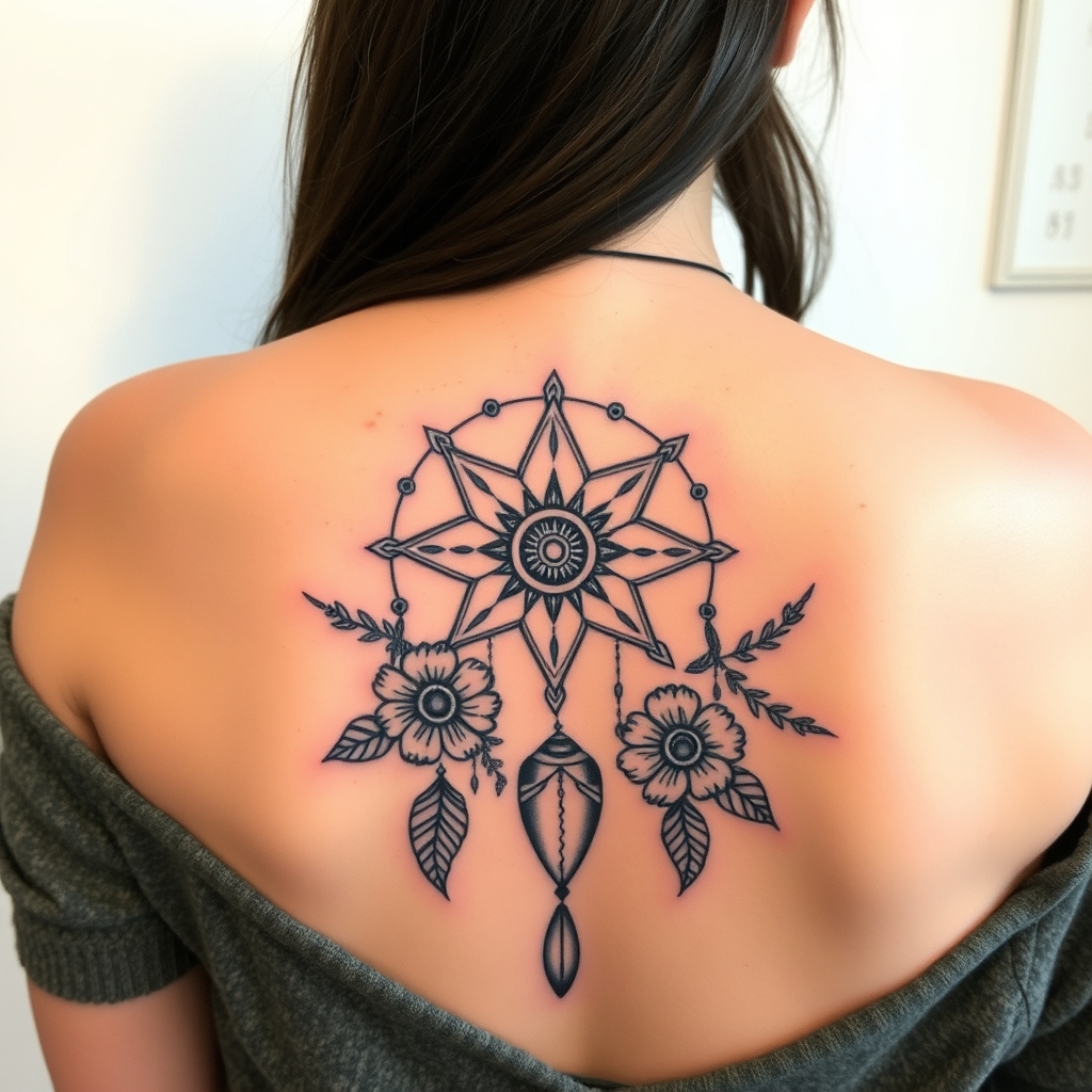 A tattoo design of About 15cm with a boho theme in the style of realistic. - boho tattoo design generated by AI tattoo generator