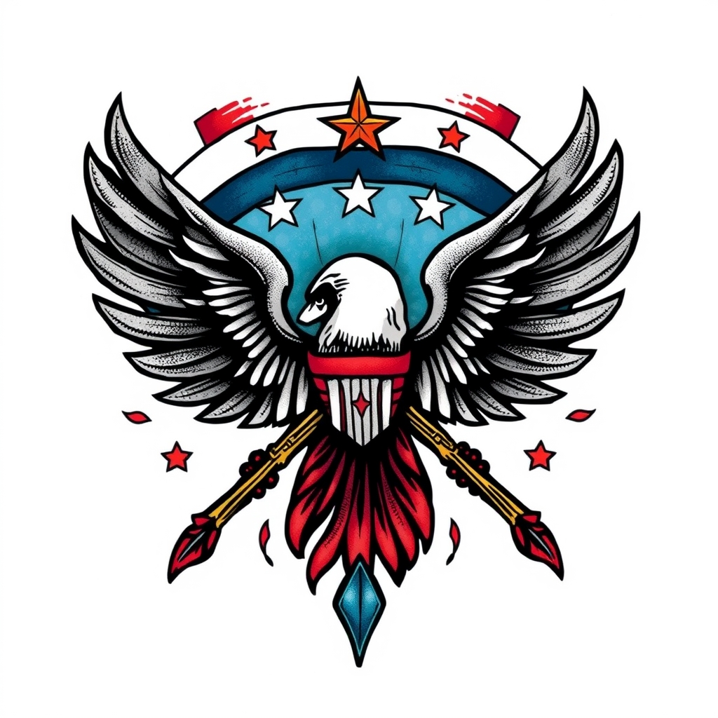 A tattoo design of Patriotic in the style of traditional. - american flag tattoo design generated by AI tattoo generator