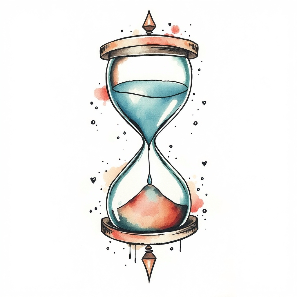 A tattoo design of broken hourglass in the style of watercolor. - time symbol tattoo design generated by AI tattoo generator