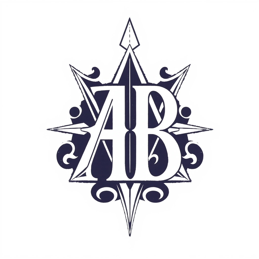 A tattoo design of Initials AB, year 1974, in the style of geometric. - memorabilia tattoo design generated by AI tattoo generator