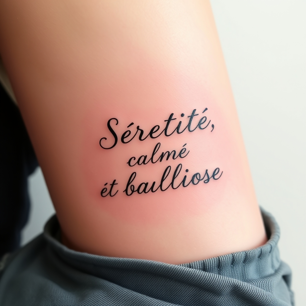 A tattoo design of Sérénité, calme et bonheur in the style of minimalist. - inner peace tattoo design generated by AI tattoo generator