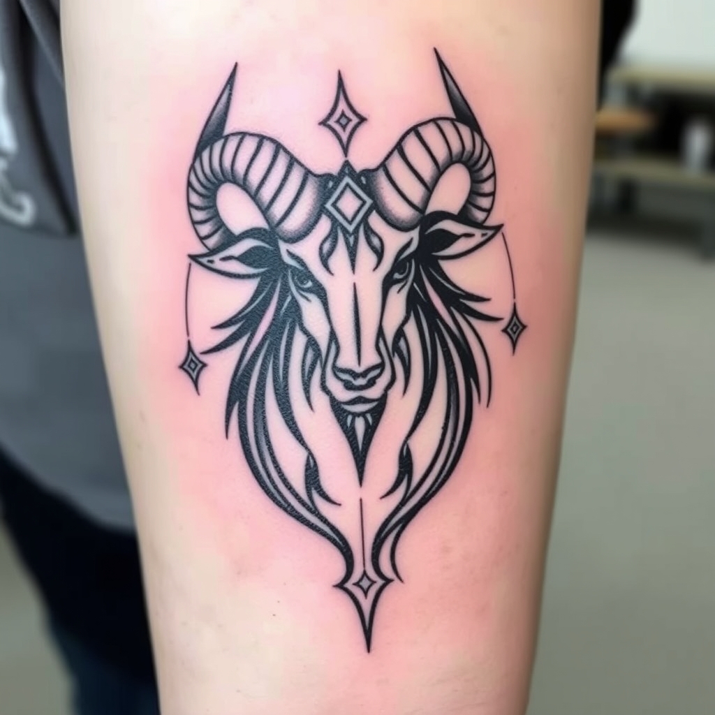A tattoo design of Taurus  in the style of abstract. - zodiac sign tattoo design generated by AI tattoo generator