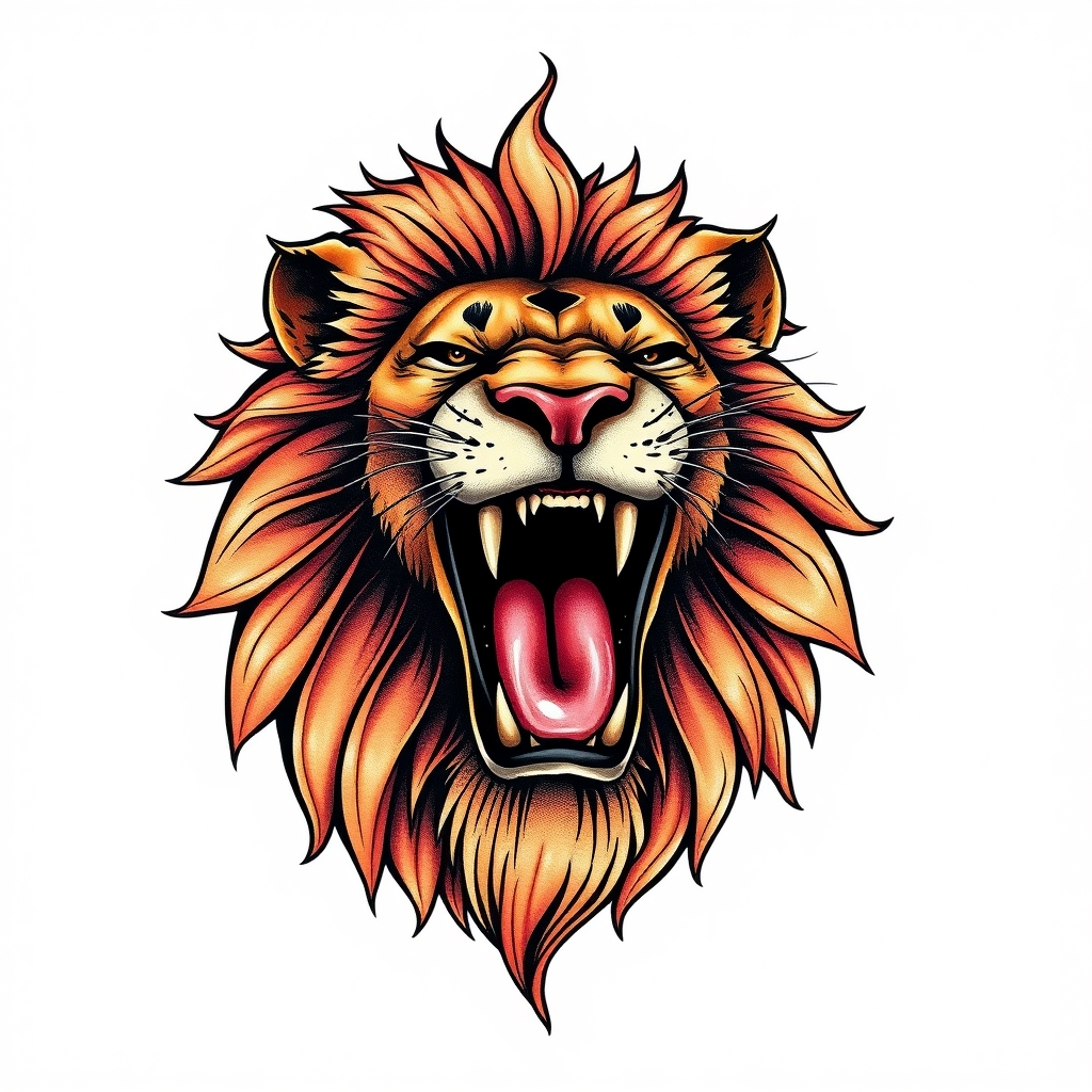 A tattoo design of Lion laughing  in the style of surrealistic. - animal tattoo design generated by AI tattoo generator