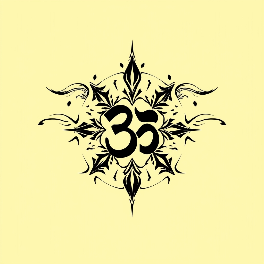 A tattoo design of a and a with om in the style of abstract. - alchemical symbols tattoo design generated by AI tattoo generator