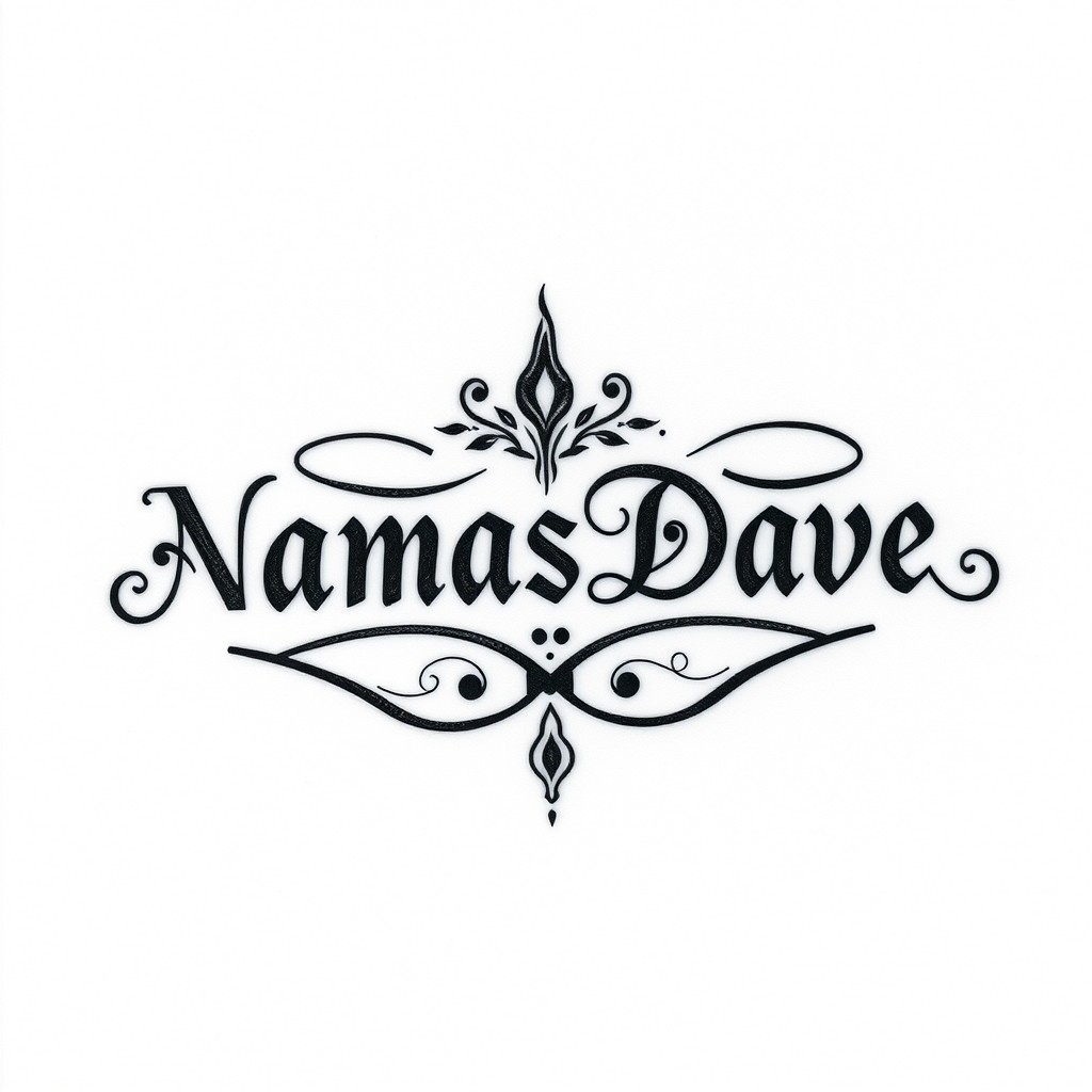 A tattoo design of "NamasDave" in a script for Yoga Teacher in the style of tribal. - yoga tattoo design generated by AI tattoo generator