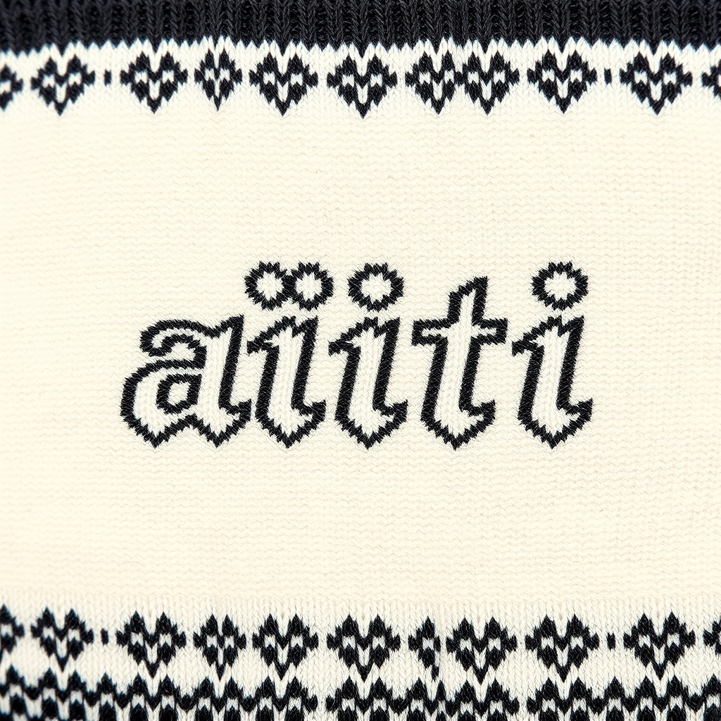 A tattoo design of Word "äiti" as it was knitted like wool socks in the style of traditional. - family word tattoo design generated by AI tattoo generator