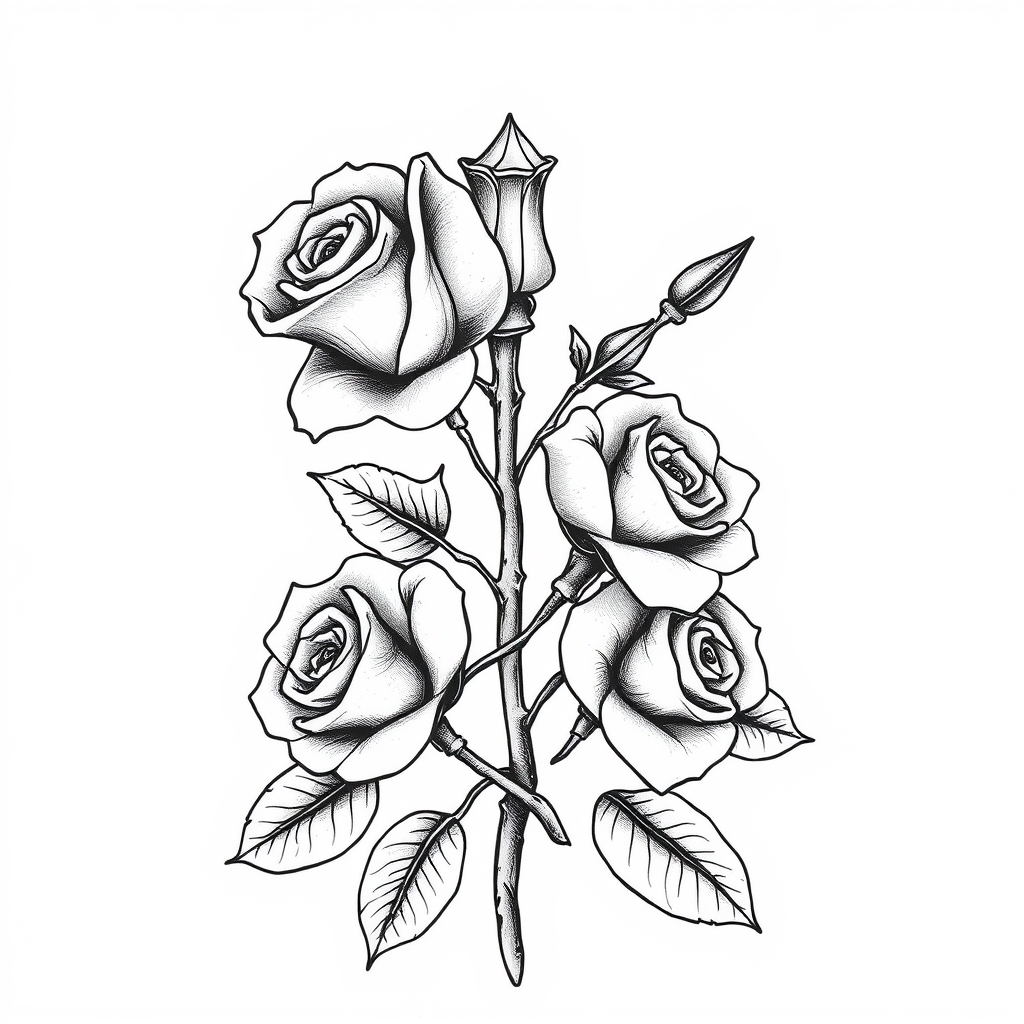 A tattoo design of CUBONE WITH ROSES in the style of traditional. - pokemon tattoo design generated by AI tattoo generator