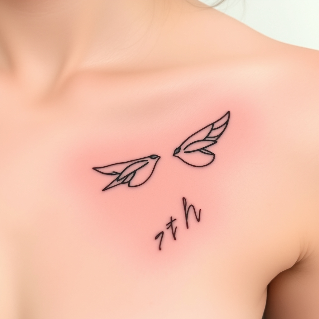 A tattoo design of Empathetic mom of 2 boys that have grown and flown in the style of minimalist. - family tattoo design generated by AI tattoo generator