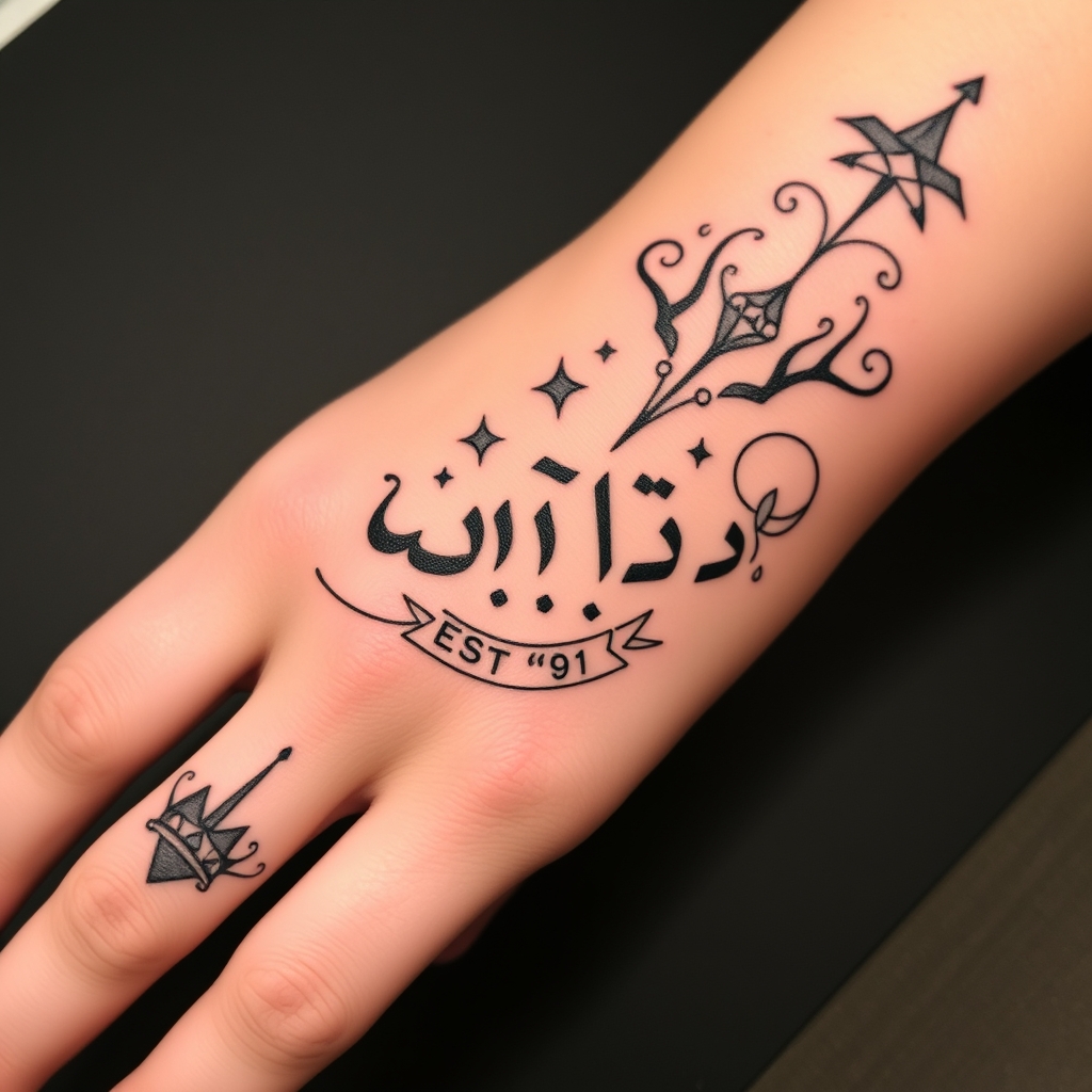 A tattoo design of ╭────────────────────╮ │ ∞∞∞∞∞∞∞∞∞∞∞∞ │ │ / \__/ │ │ C/ \ │ │ / \ │ │ \ / │ │ \ S EST ’91│ │ \_____/‾‾‾‾\_____/ │ ╰────────────────────╯ in the style of blackwork. - sailboat tattoo design generated by AI tattoo generator