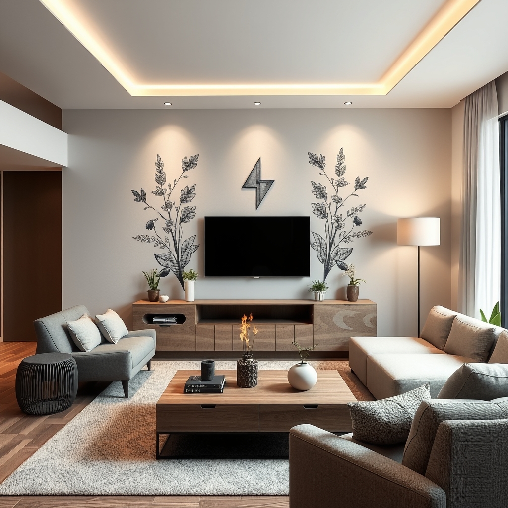 A tattoo design of A beautiful post modern livingroom in the style of minimalist. - interior design tattoo design generated by AI tattoo generator
