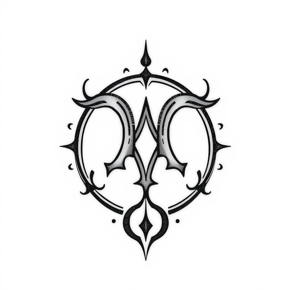 A tattoo design of Symbol for Aquarius in the style of abstract. - zodiac sign tattoo design generated by AI tattoo generator