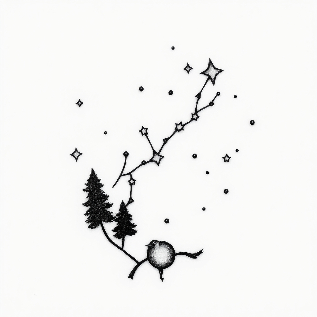 A tattoo design of Picies constellation in the style of traditional. - constellation tattoo design generated by AI tattoo generator