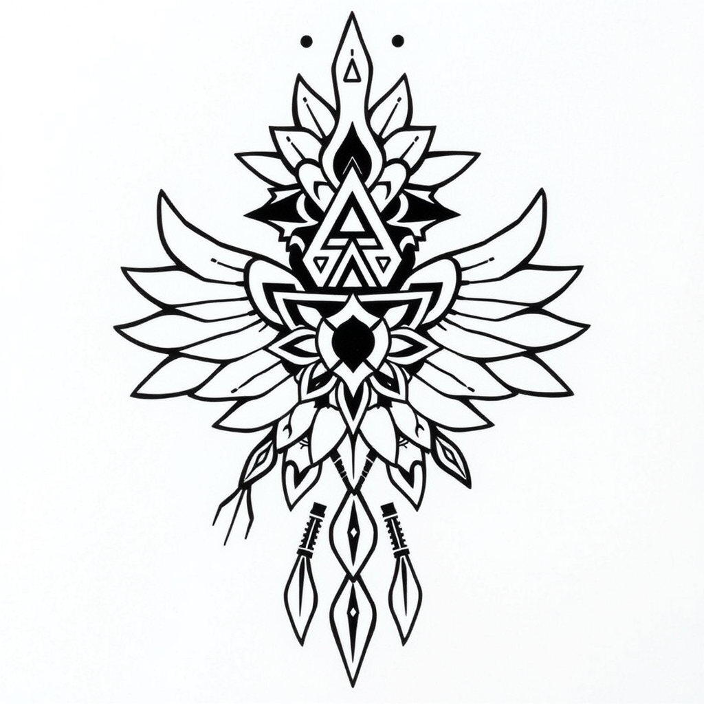 A tattoo design of Peruvian line work  in the style of geometric. - peruvian line work tattoo design generated by AI tattoo generator