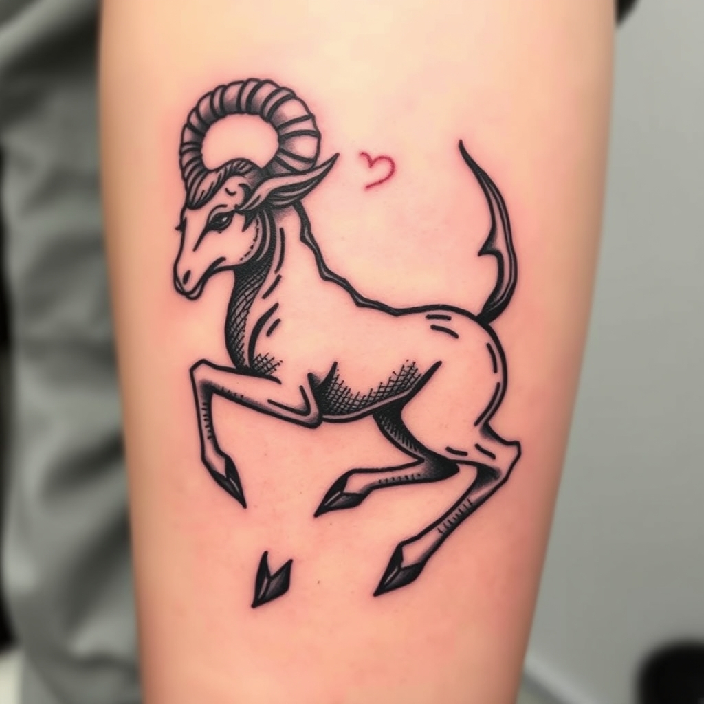 A tattoo design of capricorn in the style of realistic. - zodiac sign tattoo design generated by AI tattoo generator