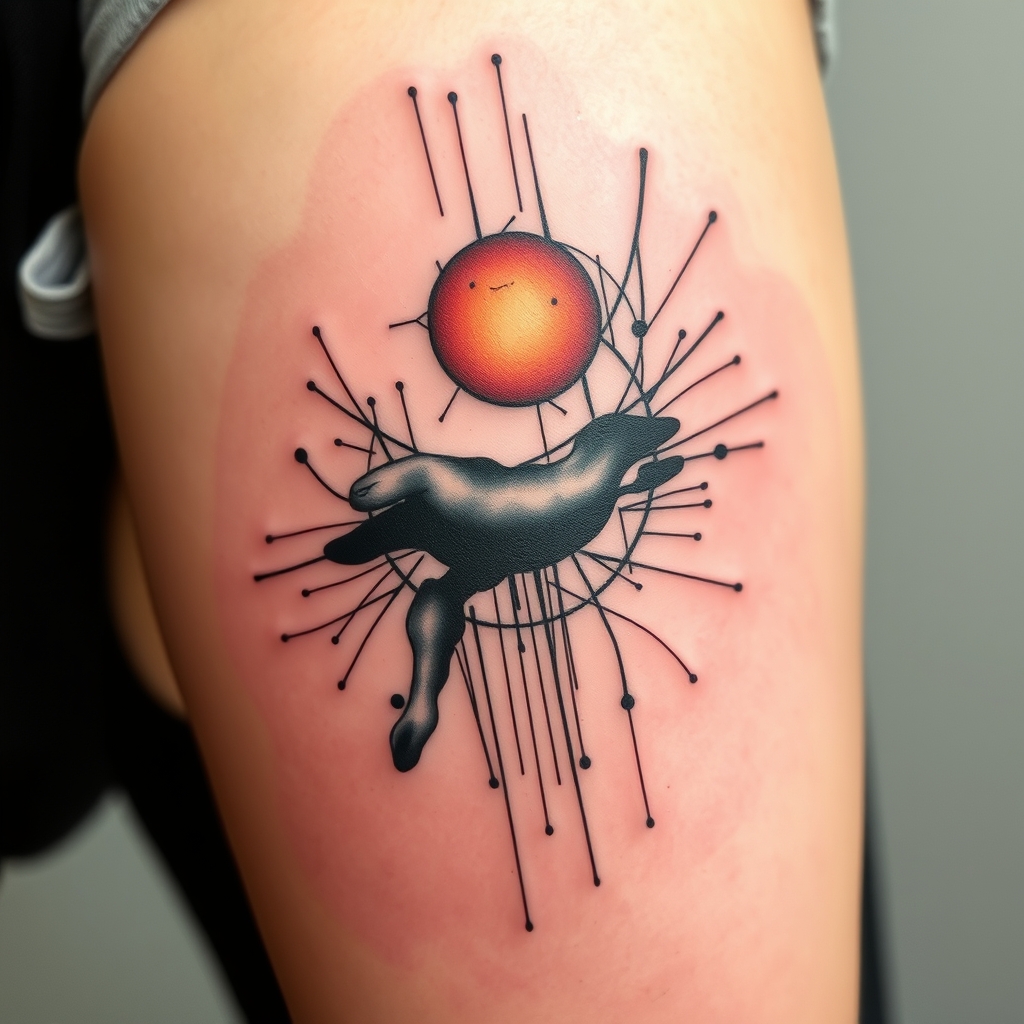 A tattoo design of Existentialist tattoo in the style of abstract. - philosophy tattoo design generated by AI tattoo generator