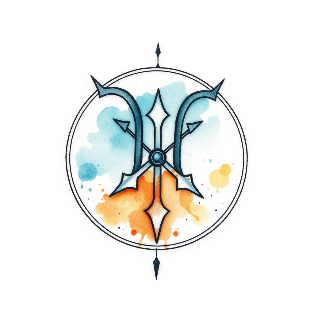 A tattoo design of Symbol for Aquarius in the style of watercolor. - zodiac symbol tattoo design generated by AI tattoo generator