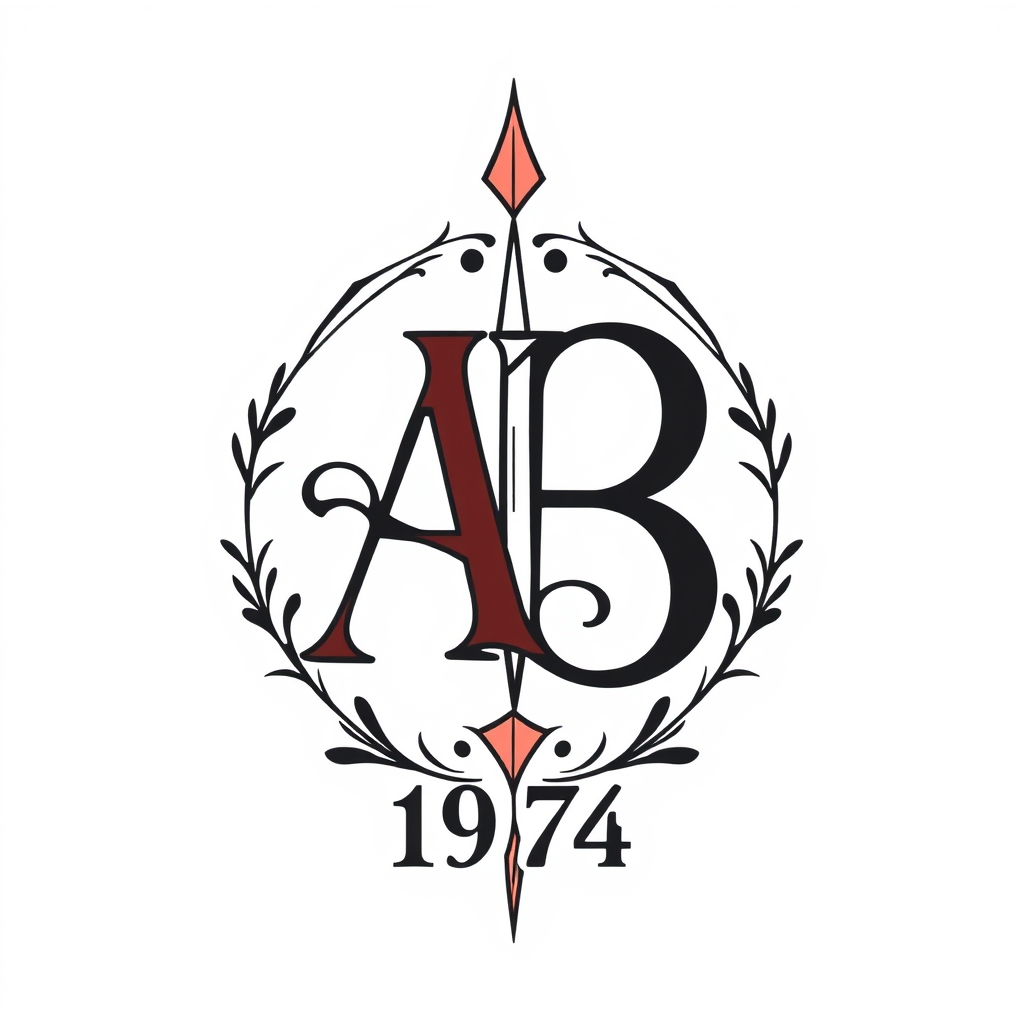 A tattoo design of Initials AB, year 1974, in the style of geometric. - personal initials tattoo design generated by AI tattoo generator