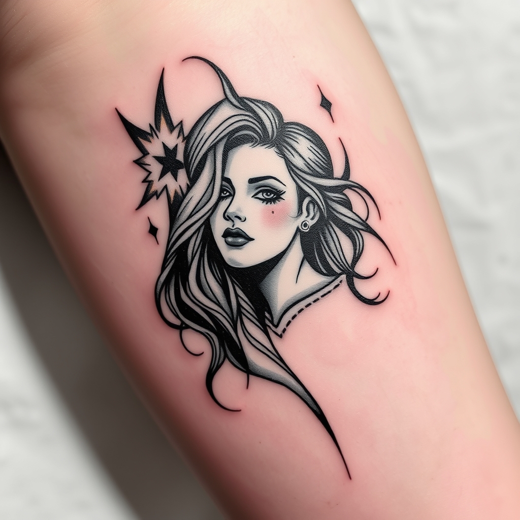 A tattoo design of bdsm submissive bw girl in the style of abstract. - bdsm tattoo design generated by AI tattoo generator