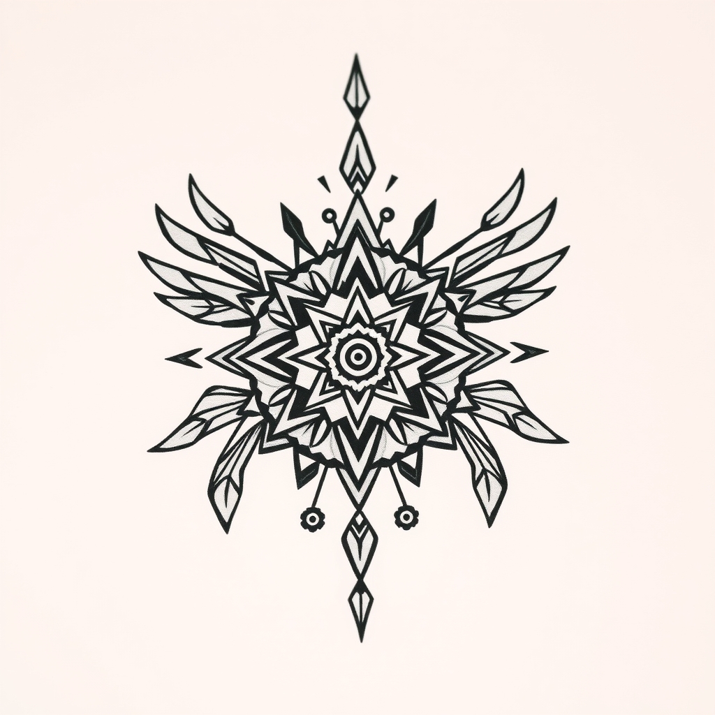 A tattoo design of Peruvian line work  in the style of geometric. - line work tattoo design generated by AI tattoo generator