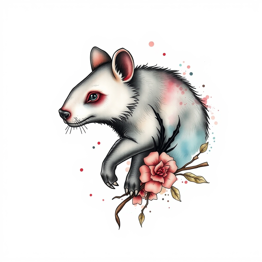 A tattoo design of Rabenschädel , Mond  in the style of watercolor. - skull moon symbol tattoo design generated by AI tattoo generator