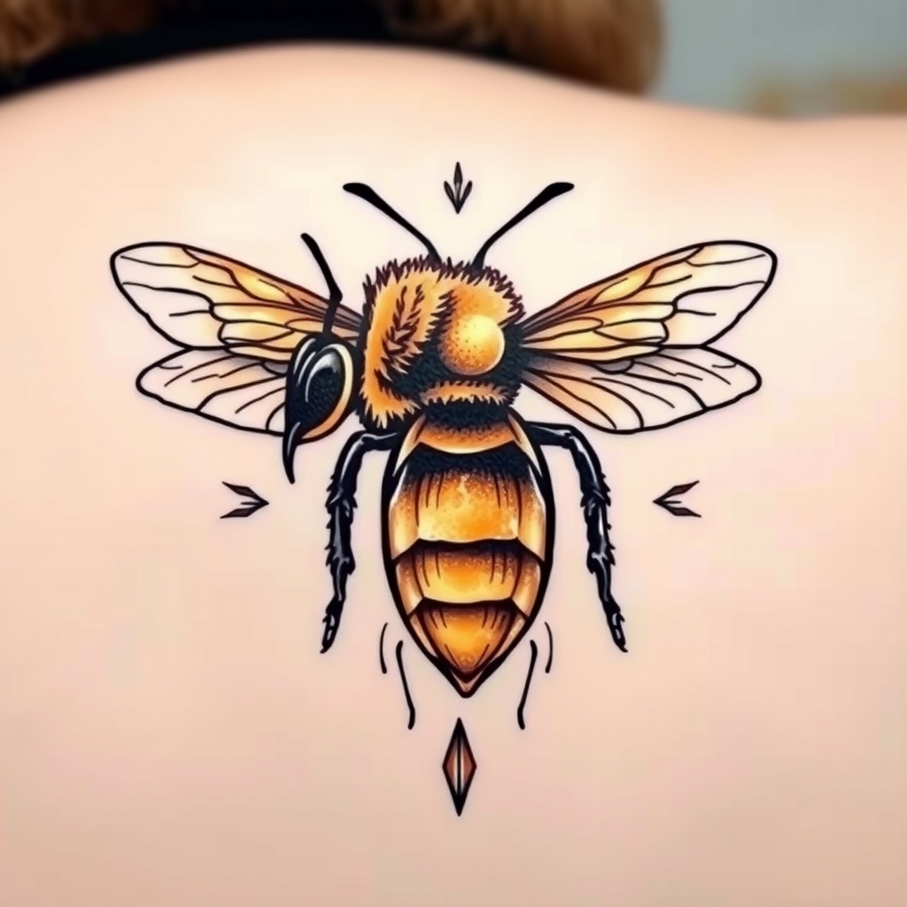 A tattoo design of Honey bee in the style of abstract. - insects tattoo design generated by AI tattoo generator