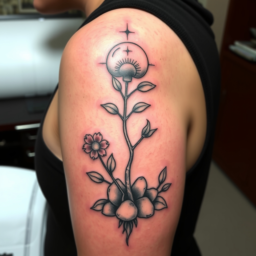 A tattoo design of About 15cm with a theme of growth in the style of realistic. - growth tattoo design generated by AI tattoo generator