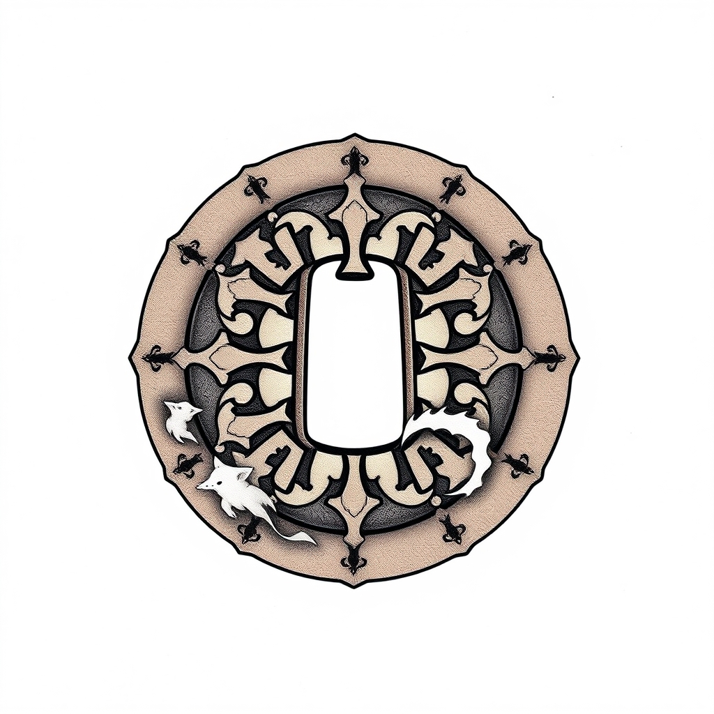 A tattoo design of Tsuba design in the style of realistic. - japanese art tattoo design generated by AI tattoo generator
