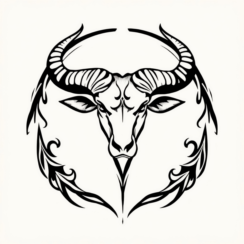 A tattoo design of Taurus  in the style of tribal. - zodiac sign tattoo design generated by AI tattoo generator