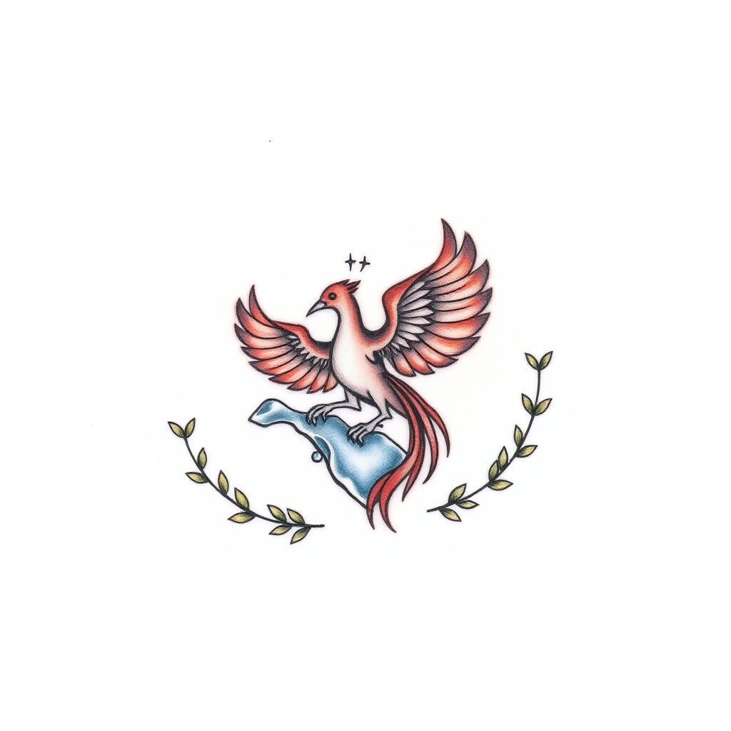 A tattoo design of Bracelet tattoo that incorporates Phoenix, water element, and Garland in the style of minimalist. - phoenix tattoo tattoo design generated by AI tattoo generator