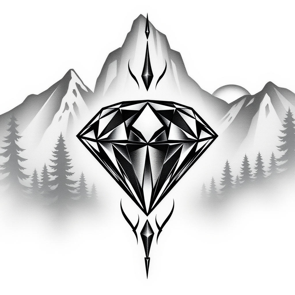 A tattoo design of 1% diamond with GREY COUNTY in the background  in the style of realistic. - motorcycle club tattoo design generated by AI tattoo generator