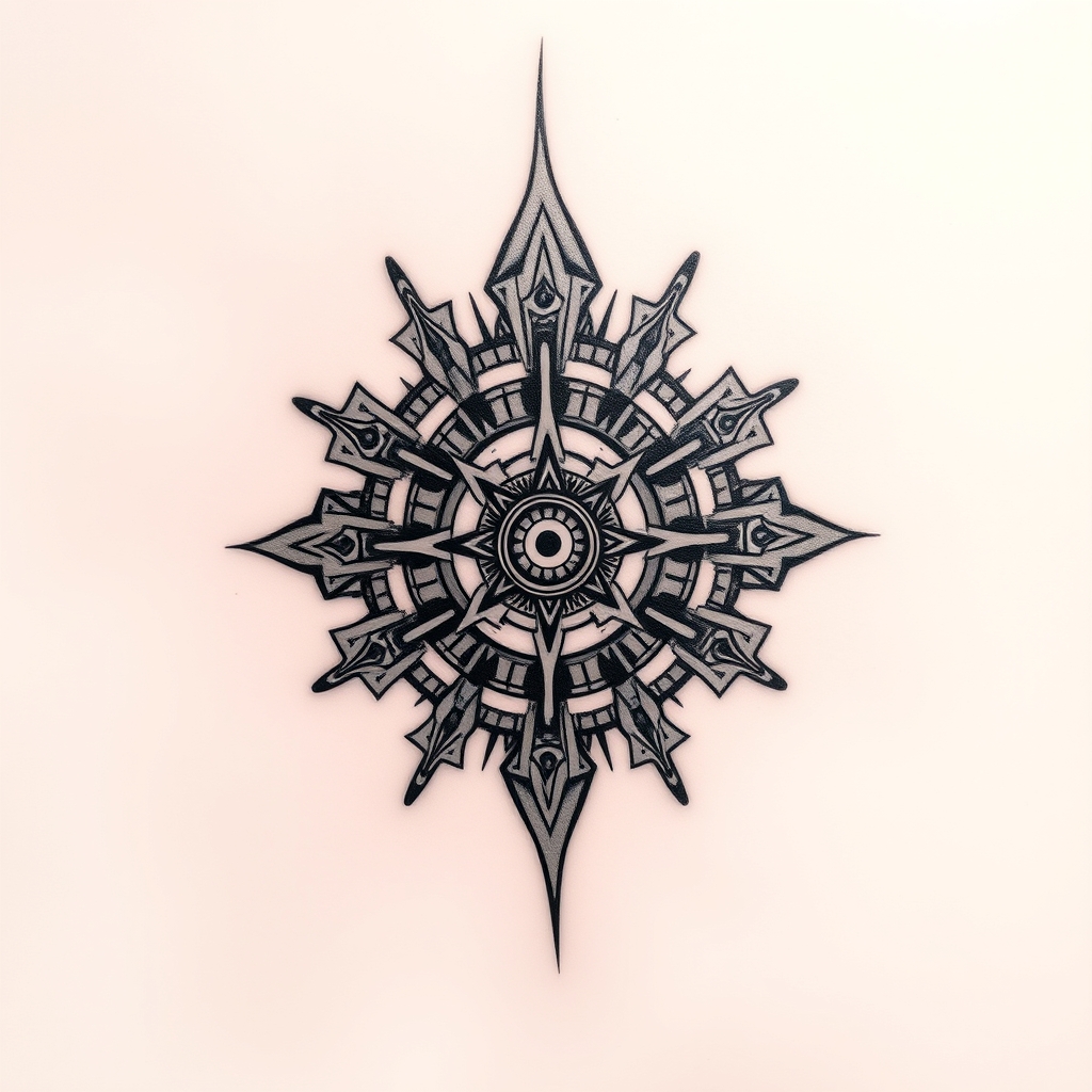 A tattoo design of A beautiful mechanism by Frank Lloyd in the style of geometric. - clock work tattoo design generated by AI tattoo generator