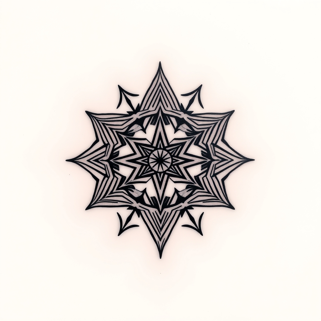 A tattoo design of A symbol with deep philosophical meanings in the style of geometric. - no explicit category present, guessing: "philosophical symbol" tattoo design generated by AI tattoo generator