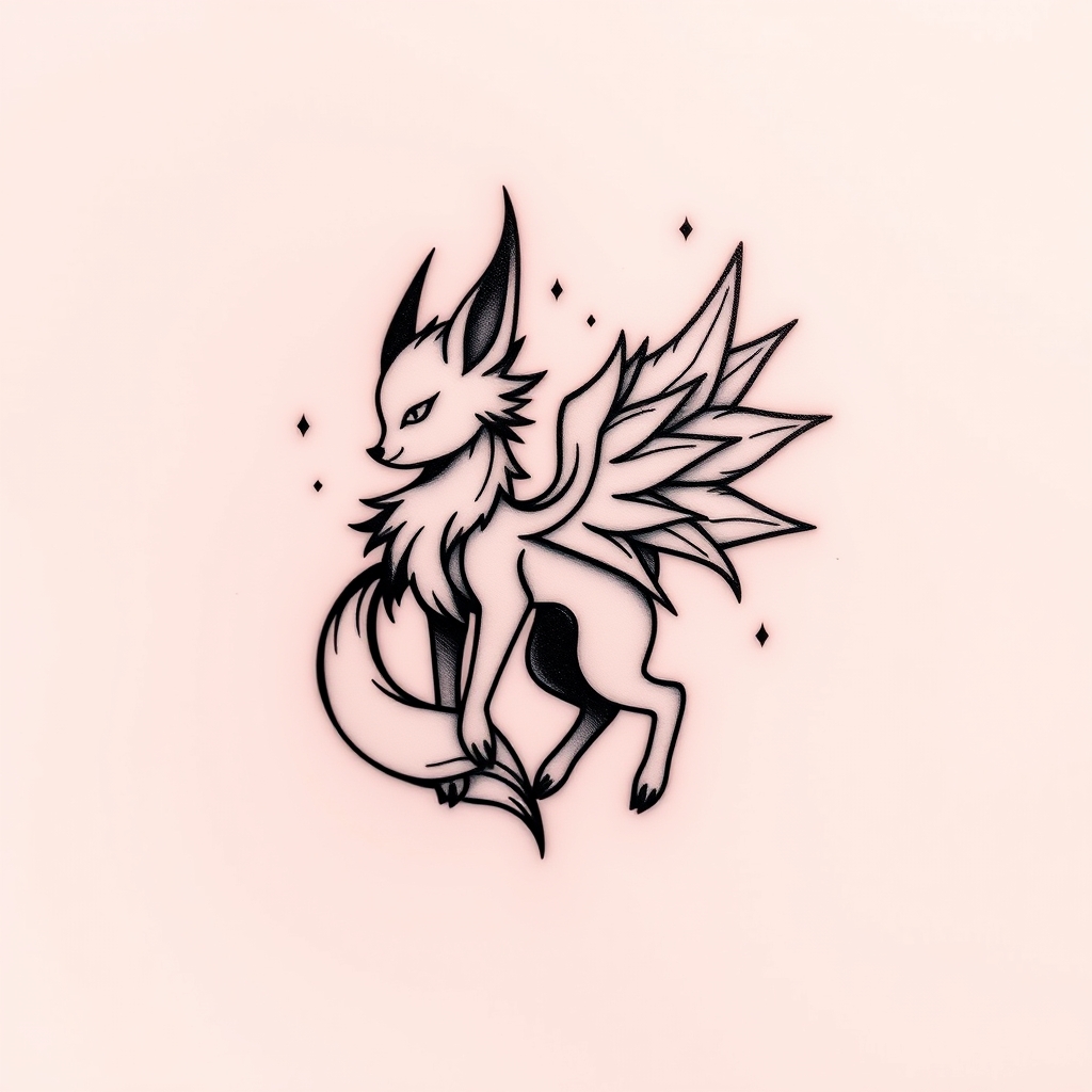 A tattoo design of vulpix transformation in the style of minimalist. - pokemon character tattoo design generated by AI tattoo generator