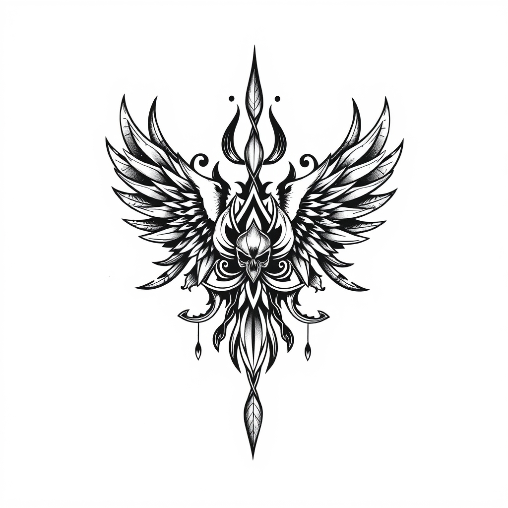 A tattoo design of tribal vintage tattoo on white background in the style of blackwork. - tribal tattoo tattoo design generated by AI tattoo generator