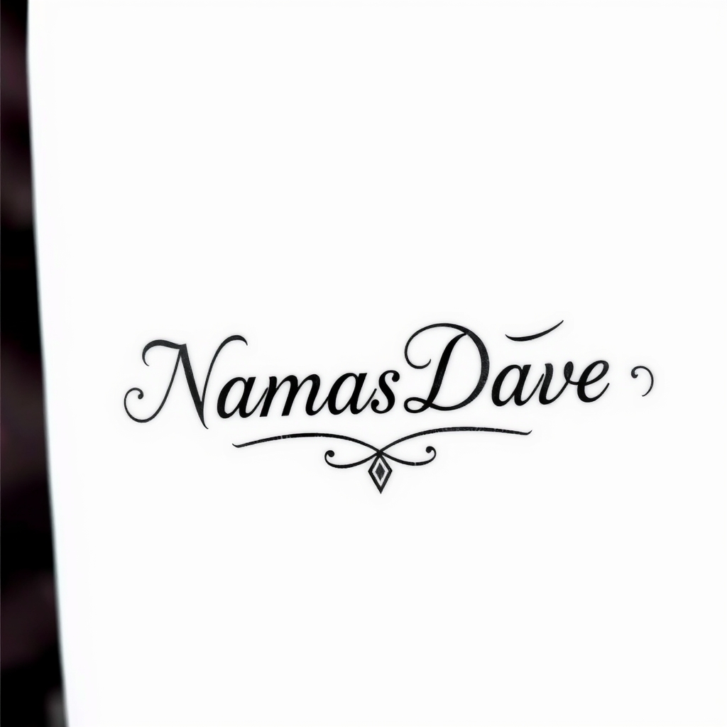 A tattoo design of "NamasDave" in a script for Yoga Teacher in the style of geometric. - yoga tattoo design generated by AI tattoo generator
