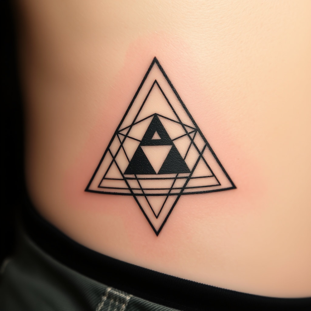 A tattoo design of A minimalist triangle with deep philosophical meanings in the style of Jean-Honoré Fragonard in the style of abstract. - geometric symbol tattoo design generated by AI tattoo generator