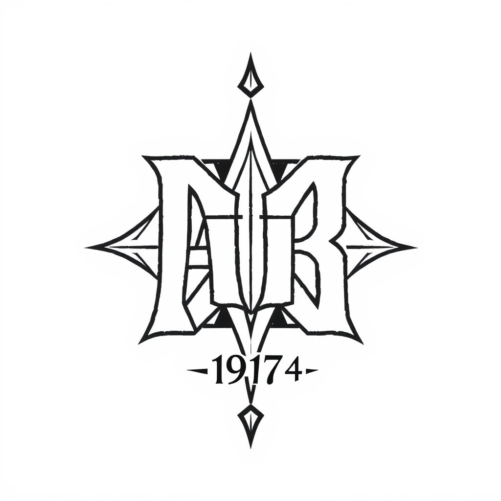 A tattoo design of Initials AB, year 1974, in the style of geometric. - initials tattoo design generated by AI tattoo generator