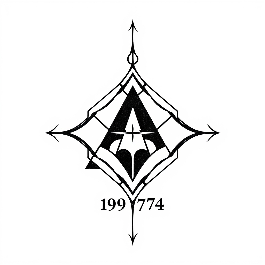 A tattoo design of Initials AB, year 1974, in the style of geometric. - initials tattoo design generated by AI tattoo generator