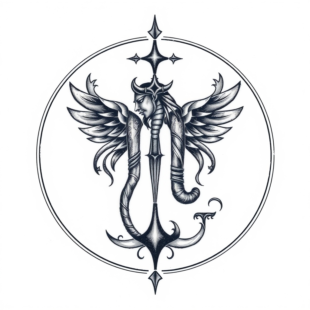A tattoo design of Symbol for Aquarius in the style of surrealistic. - astrology sign tattoo design generated by AI tattoo generator