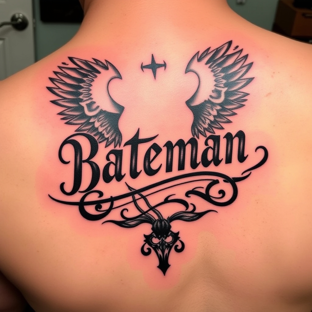 A tattoo design of bateman surname in the style of realistic. - american football tattoo design generated by AI tattoo generator