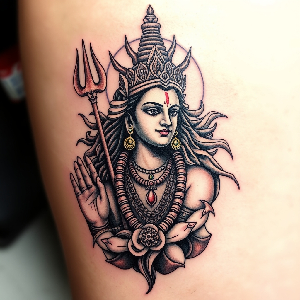 A tattoo design of Lord Rama in the style of surrealistic. - hindu mythology tattoo design generated by AI tattoo generator